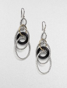 From the Mobile Collection. Signature twisted sterling silver links with 18k yellow gold and black onyx accents.Black onyx 18k yellow gold & sterling silver Length, about 2½ Width, about ¾ Ear wire Imported From the Mobile Collection. Signature twisted sterling silver links with 18k yellow gold and black onyx accents.Black onyx 18k yellow gold & sterling silver Length, about 2½ Width, about ¾ Ear wire Imported