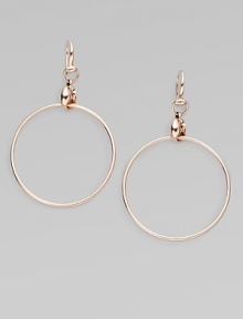 From the Marina Chain Collection. Prominent but delicate drop hoops in lustrous gold. 18k pink gold Drop, about 2¼ Diameter, about 1½ Ear wire Made in Italy From the Marina Chain Collection. Prominent but delicate drop hoops in lustrous gold. 18k pink gold Drop, about 2¼ Diameter, about 1½ Ear wire Made in Italy