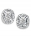 A bright burst of sparkle lights up any look. Crafted in 14k white gold, chic clusters of round and baguette-cut diamonds 3/4 ct. t.w.) adorn these beautiful stud earrings. Approximate diameter: 1/2 inch.