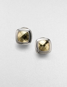 From the Albion Collection. A faceted center of gleaming 18k yellow gold, simply surrounded by polished sterling silver. 18k yellow gold and sterling silver About ½ square Post-and-hinge back Imported From the Albion Collection. A faceted center of gleaming 18k yellow gold, simply surrounded by polished sterling silver. 18k yellow gold and sterling silver About ½ square Post-and-hinge back Imported