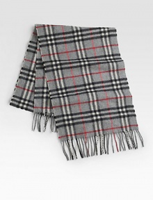 Soft, luxurious cashmere woven in the iconic check pattern.Fringed ends66 x 12Dry cleanMade in Great Britain