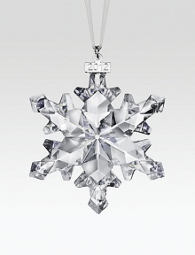 This year's annual ornament is a delightfully detailed, wonderfully collectible snowflake, carefully faceted to catch and reflect the light with endless shimmer.CrystalWhite satin ribbon2012 tagAbout 3.25H X 2.5WMade in Austria This year's annual ornament is a delightfully detailed, wonderfully collectible snowflake, carefully faceted to catch and reflect the light with endless shimmer.CrystalWhite satin ribbon2012 tagAbout 3.25H X 2.5WMade in Austria