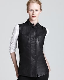 Bring luxe edge to your fall looks with this 10 Crosby Derek Lam leather vest. Keep the palate monochrome for effortless cool.