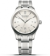Timeless details compose Victorinox's bright, brilliant personal timepiece. Luminous hands under an anti-reflective triple coated sapphire crystal.