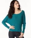 Dolman sleeves add an on-trend draped, slouchy shape to this BCBGMAXAZRIA cropped sweater -- perfect for a fashion-forward fall!