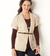 This petite cardigan from Charter Club is a layering piece you'll love. Short sleeves make it a great match with long sleeved tees and slim jeans! (Clearance)