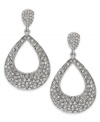 Add shine with this shapely style. These Alfani drop earrings feature a darling teardrop with sparkling crystal glass accents. Crafted in silver tone mixed metal. Approximate drop: 3 inches.