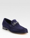 Sophisticated suede moccasin with gancini ornament and leather sole.Suede upperLeather liningPadded insoleLeather soleMade in ItalyThis style runs true to size. We recommend ordering your usual size for a standard fit. 