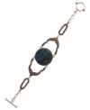 Fashion, front and center. Lucky Brand's flex bracelet is crafted from silver-tone mixed metal with glass accents and a semi-precious azurite stone in the middle for a bold touch. Approximate length: 7-5/8 inches.