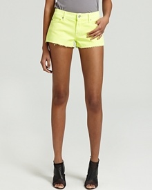 Punch up your summer portfolio with these 7 For All Mankind neon denim shorts. A frayed hem lends an extra dose of cool nonchalance. Punch up your summer portfolio with these 7 For All Mankind neon denim shorts. A frayed hem lends an extra dose of cool nonchalance.