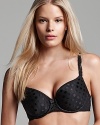 Wacoal jazzes up its contour bra with neutral, embroidered polka dots and ruched straps. Style #853185.