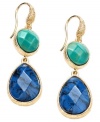 Incorporate ocean-inspired hues for a chic, summer look. Charter Club's vibrant drop earrings feature blue and turquoise-colored resin stones set in gold tone mixed metal. Approximate drop: 2 inches.