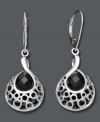 A sweet combination. The polish of a sterling silver filigree teardrop creates the perfect setting for a bold, onyx gemstone (8 mm). Approximate drop: 1-3/4 inches.