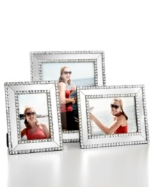 Your entire room will sparkle with Leeber's fabulous Mirrored picture frame, featuring reflective glass trimmed with faceted beads. Your entire room will sparkle with Leeber's fabulous Mirrored picture frame, featuring reflective glass trimmed with faceted beads.