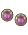 Elegant in aubergine. Majorica's stud earrings are crafted from sterling silver and feature an organic man-made pearl in the center for a stunning effect. Approximate diameter: 1/3 inch.