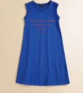 Crafted in comfy cotton, this simple A-line frock is very versatile and vibrant.CrewneckSleevelessPullover styleA-line silhouetteCottonMachine washImported