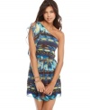 Plant your fashion roots firm in the ground with this tribal print, one-shoulder dress from BCX!