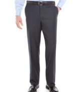 A subtle navy plaid adds a fine line to your dress wardrobe. These pants from Lauren by Ralph Lauren make the cut.