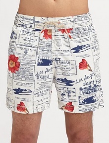 EXCLUSIVELY AT SAKS. A retro look inspired by the St. Tropez region where the label found its name, finished with a signature newspaper print and quick-dry convenience. Drawstring waist Side slash, back button pockets Inseam, about 5 Mesh lining Polyamide Hand wash Imported EXCLUSIVELY AT SAKS. A retro look inspired by the St. Tropez region where the label found its name, finished with a signature newspaper print and quick-dry convenience. Drawstring waist Side slash, back button pockets Inseam, about 5 Mesh lining Polyamide Hand wash Imported