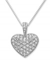 Fall in love with Swarovski's dimensional puff heart pendant -- a romantic finishing touch for any outfit. Setting and chain crafted in silver tone mixed metal. Approximate length: 15 inches. Approximate drop: 1/2 inch.