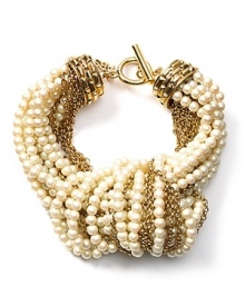 Don't settle for a single strand. ABS by Allen Schwartz's knotted bracelet ups the glamour factor with chains and pearls. Clasp on the substantial style and captivate at cocktail hour. Don't settle for a single strand. ABS by Allen Schwartz's knotted bracelet ups the glamour factor with chains and pearls. Clasp on the substantial style and captivate at cocktail hour.