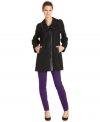 Tonal faux leather trim gives this textured petite coat from Alfani an ultra modern feel.