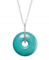 Lauren by Ralph Lauren shows how well-rounded it is with this pendant. Crafted from silver-tone mixed metal, the necklace suspends a stylish semi-precious turquoise pendant. Item comes packaged in a signature Lauren Ralph Lauren Gift Box. Approximate length: 18 inches + 2-inch extender. Approximate drop: 2 inches.