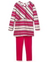 With bright stripes and a mod draped panel at the top, this Splendid tunic and leggings set put a fun, flouncy step in the season.