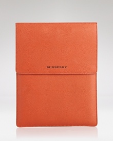 Stow fragile electronics in style with this textured leather Burberry tablet sleeve. Stow fragile electronics in style with this textured leather Burberry tablet sleeve.