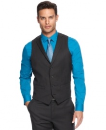 Suit up in stripes and this refined vest from Alfani RED. Suit up in stripes and this refined vest from Alfani RED.