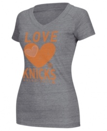 Real NY Knicks fans wear their heart on this tee by adidas. Real NY Knicks fans wear their heart on this tee by adidas.