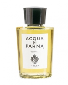 Acqua di Parma is a classic cologne launched at the turn of the 20th century as an Italian-made scent for both men and women. The scent, packaging design, and superb quality has eschewed fashion fads through the decades to arise as a veritable legend among fragrances. The timeless scent is packaged in a handmade, signature yellow box bearing the royal coat of arms of Parma, Italy. The fragrance's composition-unchanged since its debut in the '30s-includes a careful balance of these all-natural ingredients:• Lavender essence.• Vervain.• Rosemary.• Sicilian citrus.• Bulgarian rose. Acqua di Parma is a classic cologne launched at the turn of the 20th century as an Italian-made scent for both men and women. The scent, packaging design, and superb quality has eschewed fashion fads through the decades to arise as a veritable legend among fragrances. The timeless scent is packaged in a handmade, signature yellow box bearing the royal coat of arms of Parma, Italy. The fragrance's composition-unchanged since its debut in the '30s-includes a careful balance of these all-natural ingredients:• Lavender essence.• Vervain.• Rosemary.• Sicilian citrus.• Bulgarian rose.