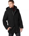 Its time to play the field looking neat and stylish with this wool-blend stadium coat by Tommy Hilfiger.