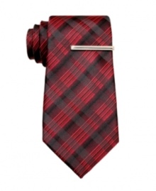 In a downtown plaid, this tie from Alfani RED gives your dressed-up look a little unabashed cool. In a downtown plaid, this tie from Alfani RED gives your dressed-up look a little unabashed cool.