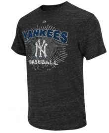 Score a home run in your casual wardrobe -- this New York Yankees fashion tee from Majestic steps up to the plate and knocks it out of the park. Score a home run in your casual wardrobe -- this New York Yankees fashion tee from Majestic steps up to the plate and knocks it out of the park.