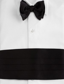A coordinating set for every formal affair, crafted in rich silk. Includes pre-tied bowtie and stitched cummerbund Dry clean Made in USA A coordinating set for every formal affair, crafted in rich silk. Includes pre-tied bowtie and stitched cummerbund Dry clean Made in USA
