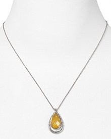 Make a sparkly statement with this canary-yellow pendant from Lora Paolo. Wear it to enliven a basic neckline or slip it over something silky to fancy-up your favorite frock.