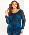 This plus size tee from INC features a brilliant print and chic sheer sleeves -- a perfect find!