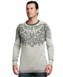 Double up on great, easy-to-wear style with this reversible thermal from Affliction. Double up on great, easy-to-wear style with this reversible thermal from Affliction.