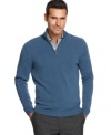 Define classic with your smart style and this handsome 1/4-zip sweater from Via Europa.