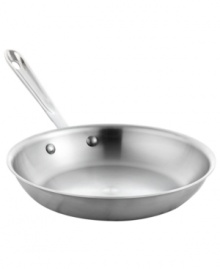 Crafted for searing, browning and pan frying, this brushed stainless steel fry pan sits pretty on the stovetop and sets the table with perfectly polished meals. A flat bottom & flared sides make it easy to toss and turn foods, while an innovative five-layer construction of aluminum and stainless steel is born to expertly cook at high heats and produce full, rich flavored, crisply textured results. Lifetime warranty. Crafted for searing, browning and pan frying, this brushed stainless steel fry pan sits pretty on the stovetop and sets the table with perfectly polished meals. A flat bottom & flared sides make it easy to toss and turn foods, while an innovative five-layer construction of aluminum and stainless steel is born to expertly cook at high heats and produce full, rich flavored, crisply textured results. Lifetime warranty.