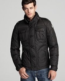 With cool utilitarian appeal, Moncler's Fall Tours shirt jacket keeps warm when temperatures drop. With cool utilitarian appeal, Moncler's Fall Tours shirt jacket keeps warm when temperatures drop.