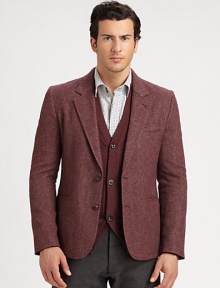 A well-tailored suiting essential with extraordinary, modern appeal defines this single-breasted blazer, shaped in a lightweight, luxurious wool blend.Button-frontChest, waist welt pocketsRear ventAbout 29 from shoulder to hem80% wool/8% polyamide/7% silk/5% cashmereDry cleanMade in Italy