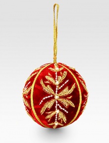 EXCLUSIVELY AT SAKS.COM. A beautiful handcrafted velvet ornament with elaborate beading, from the renowned designer Sudha Pennathur. HandcraftedMetallic woven loopVelvet base with beads and faux pearls4 diam.Imported EXCLUSIVELY AT SAKS.COM. A beautiful handcrafted velvet ornament with elaborate beading, from the renowned designer Sudha Pennathur. HandcraftedMetallic woven loopVelvet base with beads and faux pearls4 diam.Imported