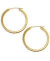 Lovely and luxe, these 14k gold wheat hoops complement any look. Each diamond-cut earring secures with a lever backing. Approximate diameter: 1-1/4 inches.