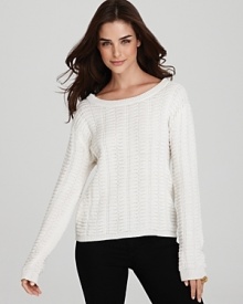 Update your seasonal staples with this ultra-cozy AIKO sweater featuring trend-right texture in versatile winter white.