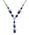 Make a shapely fashion statement with this Y-silhouette necklace from Charter Club. Blue glass accents are paired with clear stones for an alluring effect. Crafted in silver tone mixed metal. Approximate length: 18 inches + 3-inch extender. Approximate drop: 3 inches.