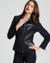 Sleek, dark and fully loaded, this Bloomingdale's Exclusive BASLER jacket flaunts racy zip accents and leather detailing. Slip it on and accelerate to the top of the fashion set.