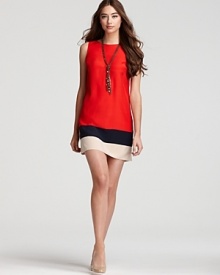 Work the color-block trend to perfection in this Akiko dress, cut in a '60s-inspired shift silhouette for a retro edge. Work the color-block trend to perfection in this Akiko dress, cut in a '60s-inspired shift silhouette for a retro edge.