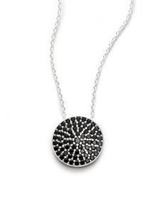THE LOOKFrom the Fearless Eye CollectionSilver-tone chain and diskBlack pave Cubic Zirconia pendantSpring ring closureTHE FITChain, about 16¼ longPendant, about ½ in diameterTHE MATERIALSterling silverCubic ZirconiaORIGINImported THE LOOKFrom the Fearless Eye CollectionSilver-tone chain and diskBlack pave Cubic Zirconia pendantSpring ring closureTHE FITChain, about 16¼ longPendant, about ½ in diameterTHE MATERIALSterling silverCubic ZirconiaORIGINImported